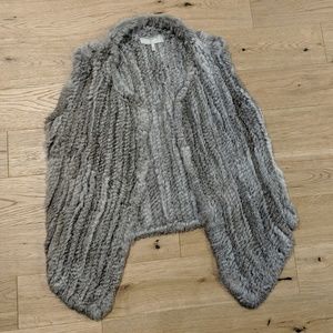 Joie Andoni Rabbit Fur Vest Grey L